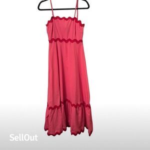 Idopip Women's Pink Maxi Dress S Sleeveless Summer Flowy Adjustable Straps